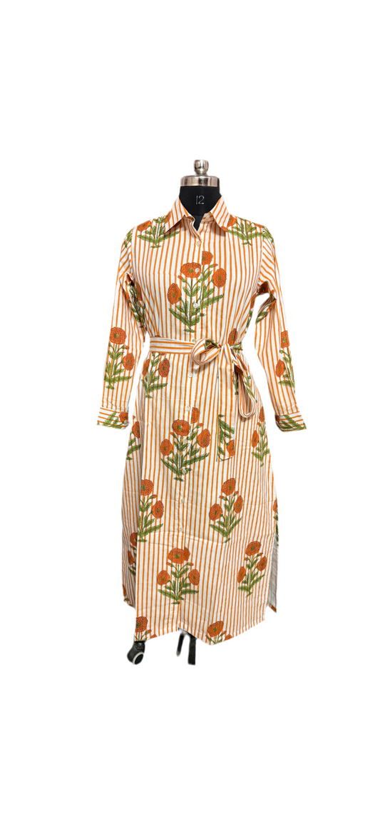Ellis Dress in Poppy Orange Stripe