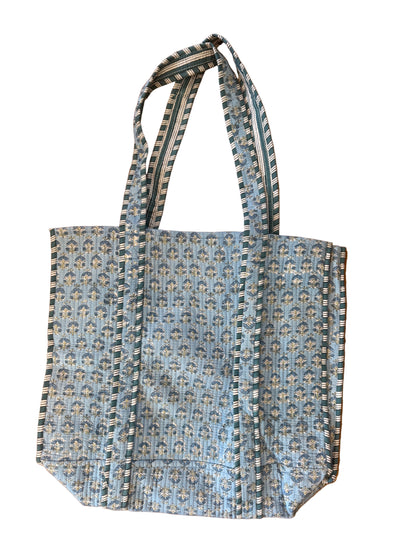 Quilted Block Print Tote Bag