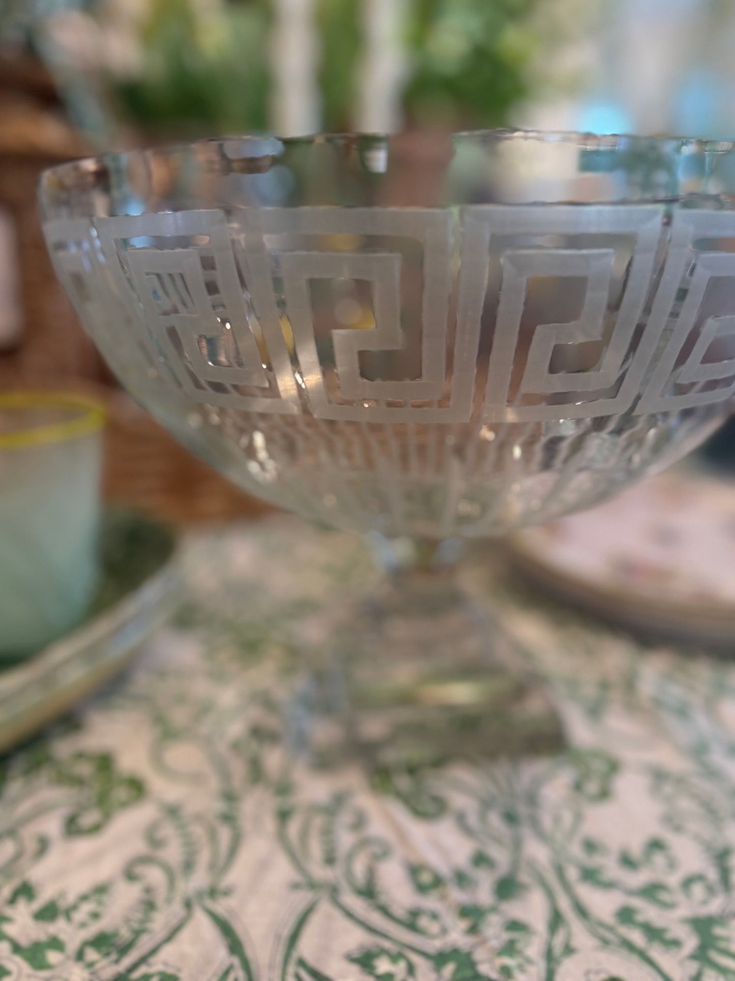 Pitt Street Etched Glass Pedestal Bowl- 12"