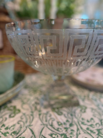 Pitt Street Etched Glass Pedestal Bowl- 12"