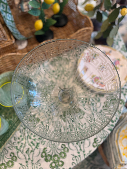 Pitt Street Etched Glass Pedestal Bowl- 12"