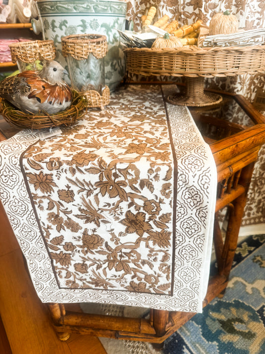 Tobacco Toile Table Runner