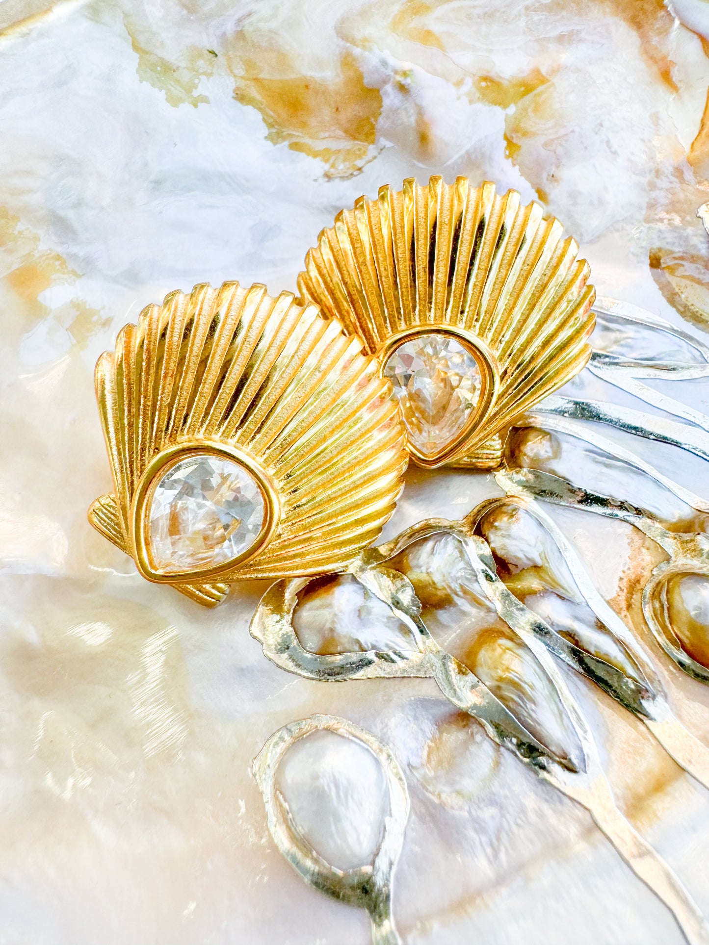 Jeweled Shell Earrings