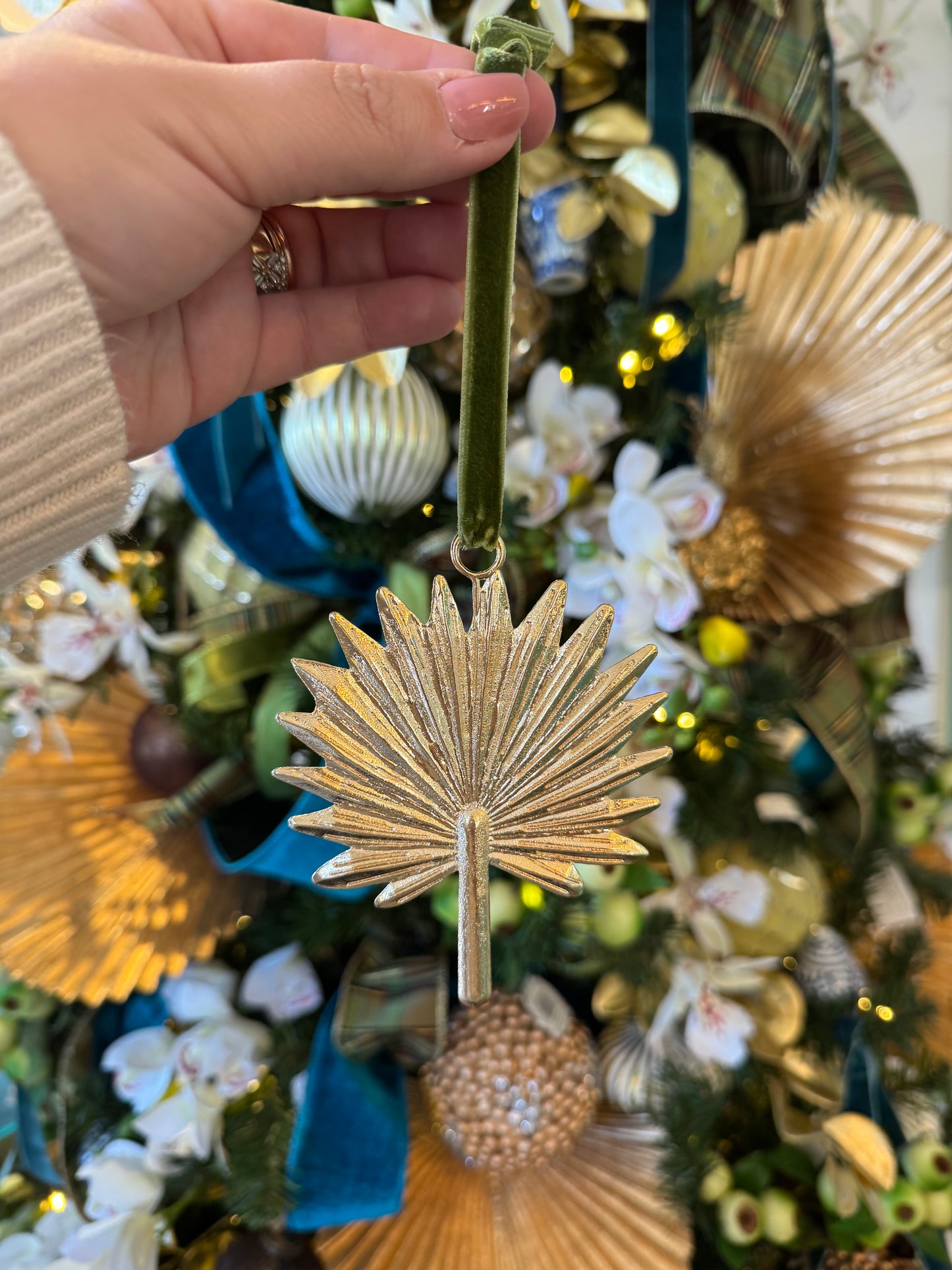 Gold Palmetto Frond Ornament- Verdigris Exclusive