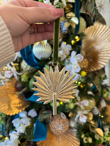 Gold Palmetto Frond Ornament- Verdigris Exclusive