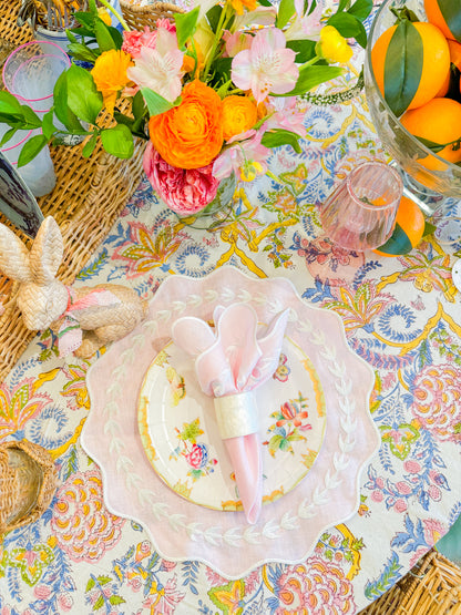 Linen Napkin/Placemat - Set of 2- Blush & White