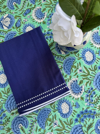 Embroidered Placemats / Napkins- Set of 2- Navy & White