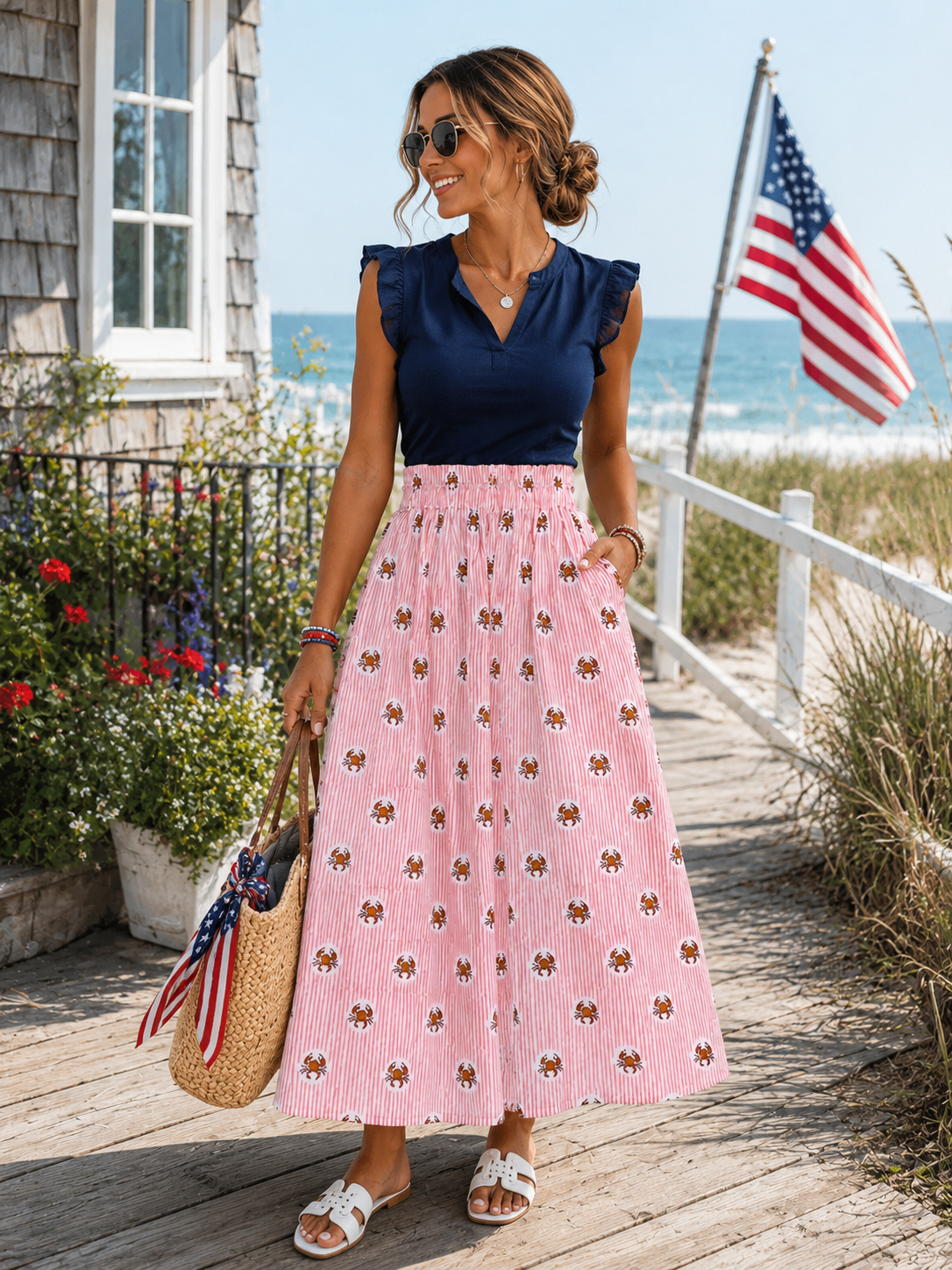 Lilly Skirt in Crab stripe
