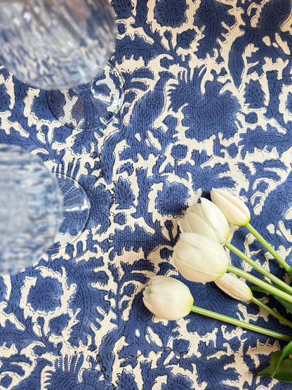 Indigo Pheasant Tablecloth