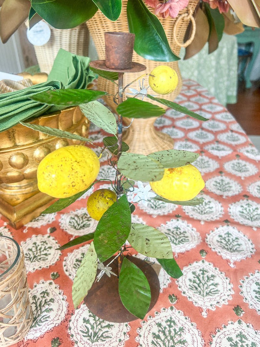 Lemon Toleware Taper Holder- Large