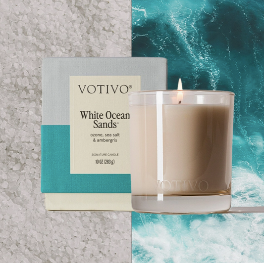 Votivo- White Ocean Sands 10 oz Signature Candle
