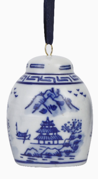 Blue & White Porcelain Hand Painted Ornament