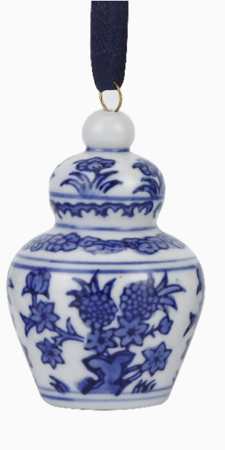 Blue & White Porcelain Hand Painted Ornament