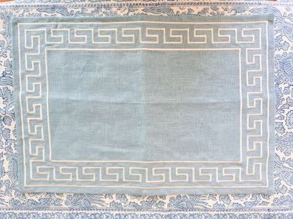 Embroidered Greek Key Placemat Set/2