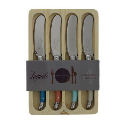 Laguiole 4-Piece Spreader Set with Coral & Turquoise Handles