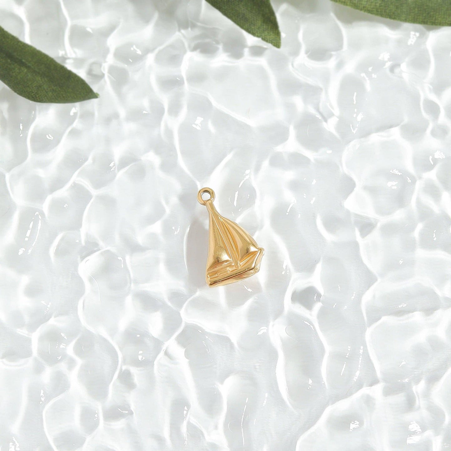 18k Gold PVD Stainless Steel Sailboat Charm