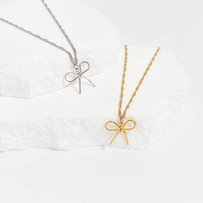 18K Gold PVD Stainless Steel Thin Bow Charm