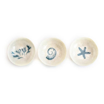 Round Capiz Bowl - Nautilus Design (Blue/Natural)