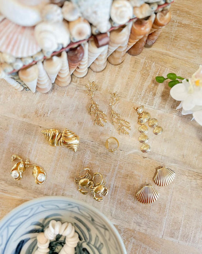Coral and Pearl Drop Earrings