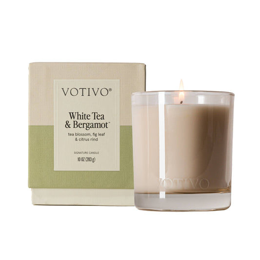 Votivo- White Tea & Bergamot 10 oz Signature Candle