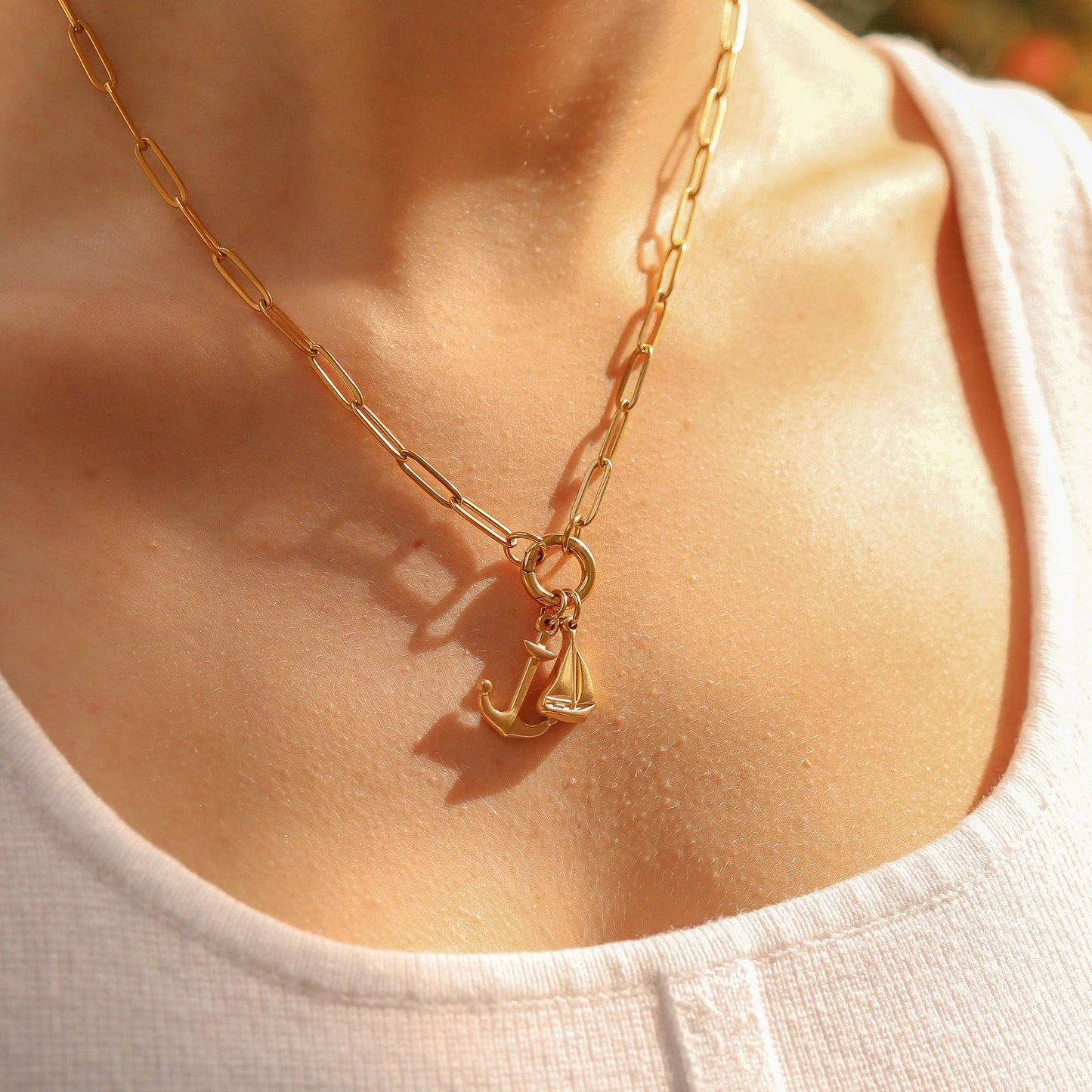 18k Gold PVD Stainless Steel Sailboat Charm