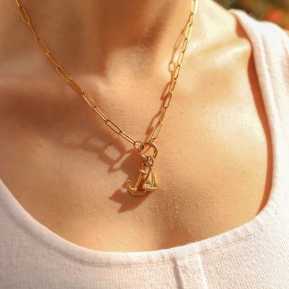 18k Gold PVD Stainless Steel Sailboat Charm