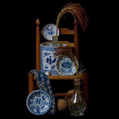 Small Blue and White Porcelain Lotus Dish