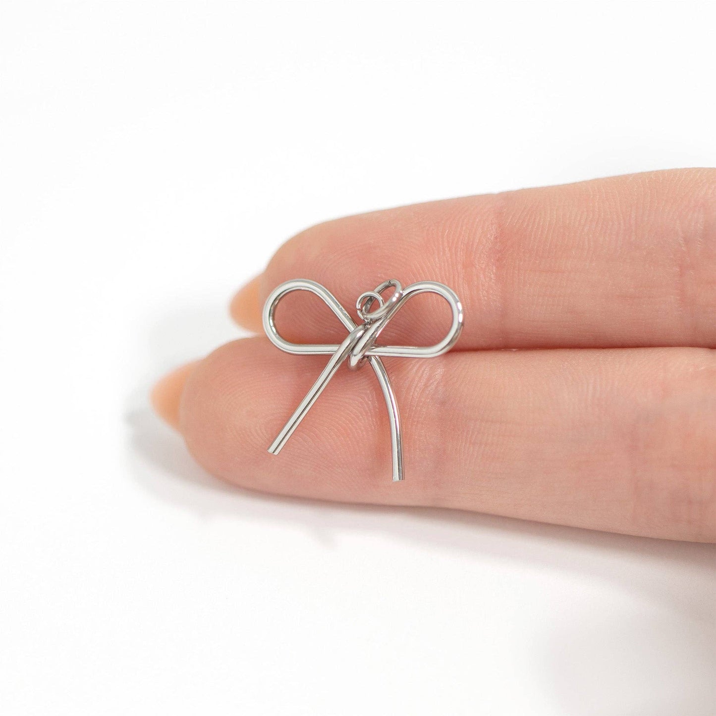 18K Gold PVD Stainless Steel Thin Bow Charm