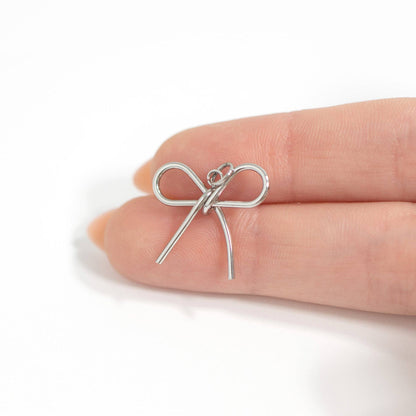18K Gold PVD Stainless Steel Thin Bow Charm