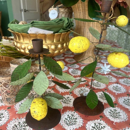 Lemon Toleware Taper Holder- Small